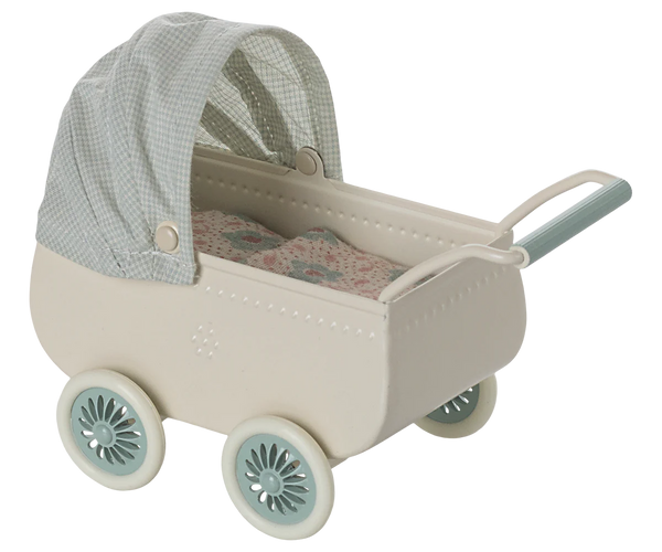 Pram with Baby Mouse - Mint - Linzis