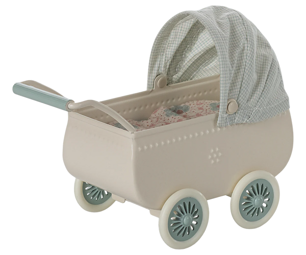 Pram with Baby Mouse - Mint - Linzis
