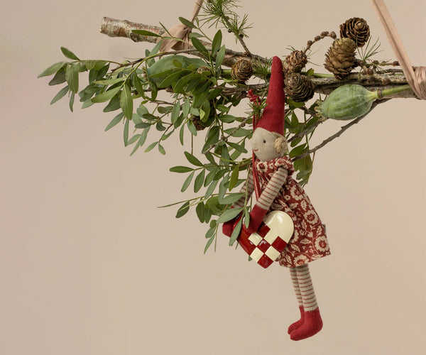 Metal ornament, Small heart - Red - Linzis