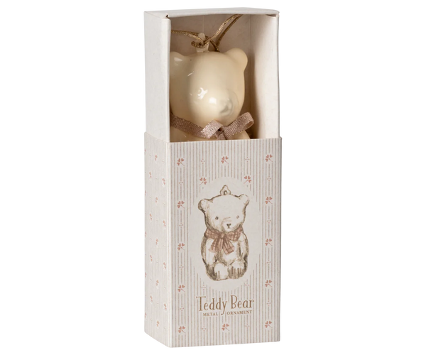 Metal ornament, Teddy Bear - Off white/Rose - Linzis