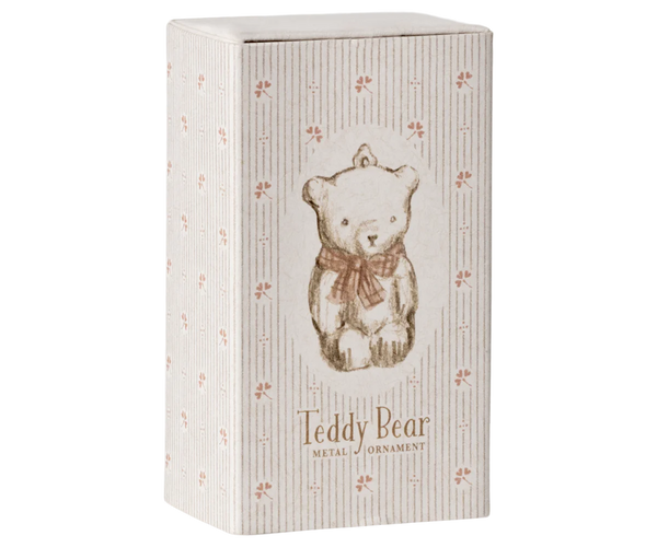Metal ornament, Teddy Bear - Off white/Rose - Linzis