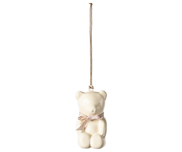 Metal ornament, Teddy Bear - Off white/Rose - Linzis