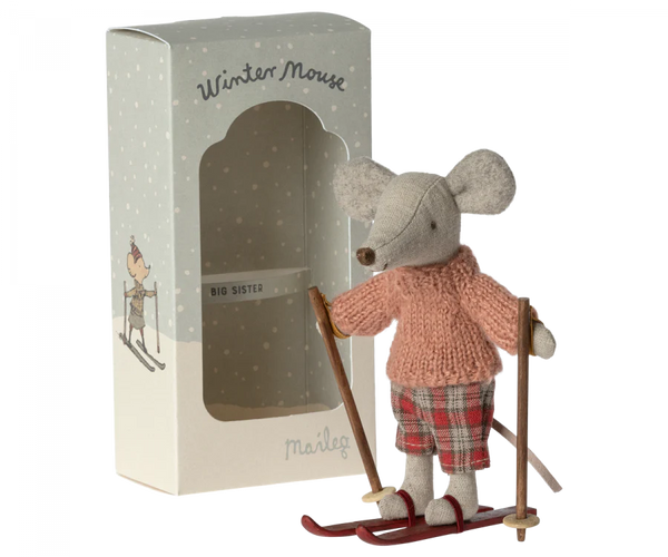 Winter Mouse with Ski Set, Big Sister - Linzis