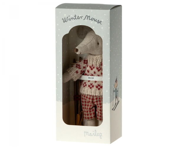 Winter Mouse with Ski Set, Mum - Linzis