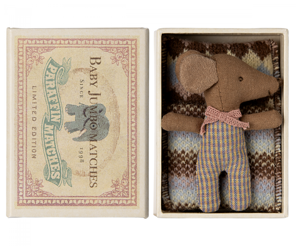 Sleepy wakey baby mouse in matchbox - Rose NEW - Linzis