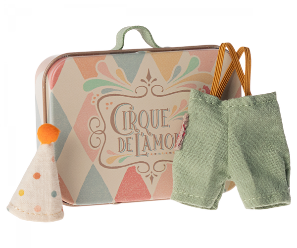 Clown clothes in suitcase, Little brother mouse - Linzis