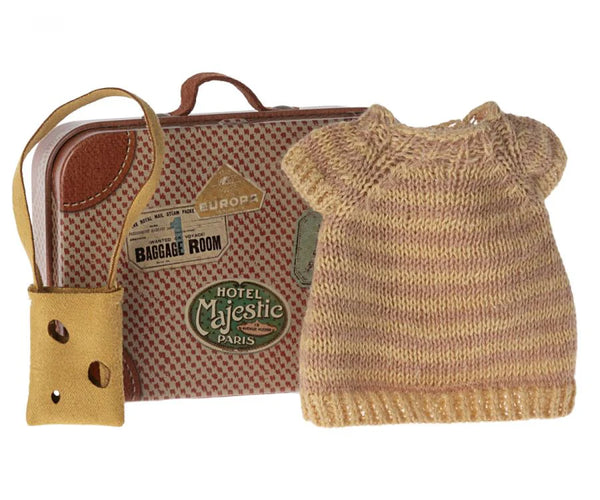 Knitted Dress & Bag in Suitcase, Mouse - Big Sister - Linzis