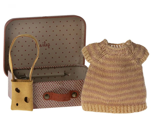 Knitted Dress & Bag in Suitcase, Mouse - Big Sister - Linzis