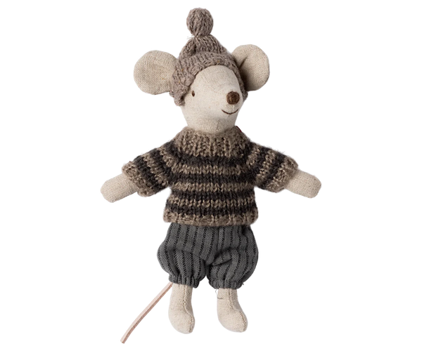 Winter mouse with ski set, Big brother - Grey - Linzis