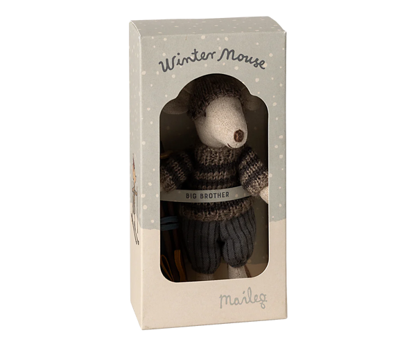 Winter mouse with ski set, Big brother - Grey - Linzis