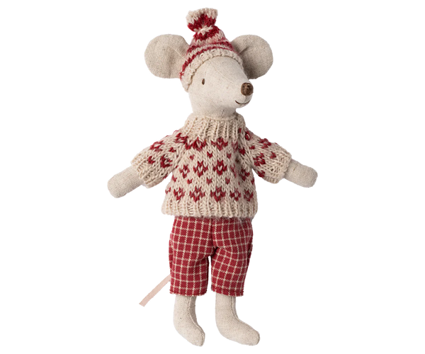 Winter mouse with ski set, Mum - Red - Linzis