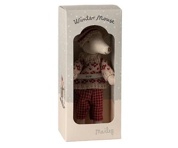 Winter mouse with ski set, Mum - Red - Linzis