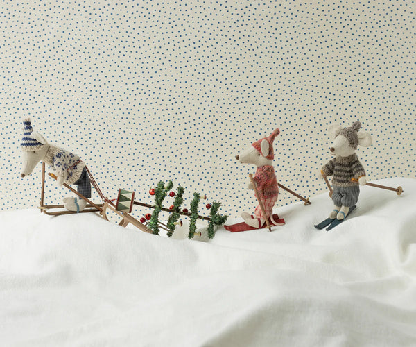 Winter mouse with ski set, Dad - Blue - Linzis