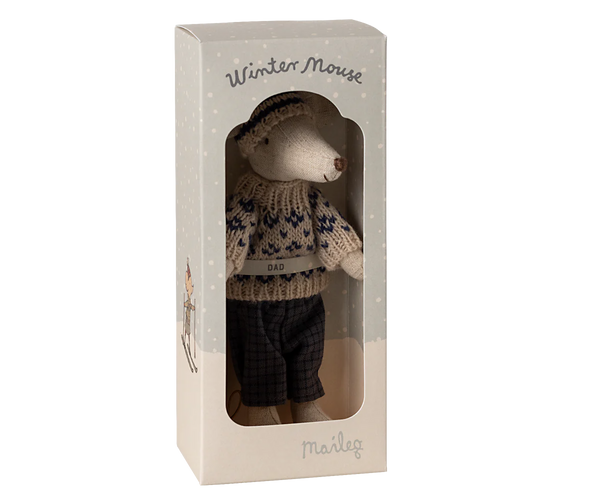 Winter mouse with ski set, Dad - Blue - Linzis