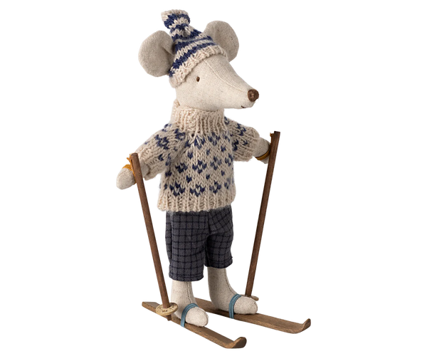 Winter mouse with ski set, Dad - Blue - Linzis