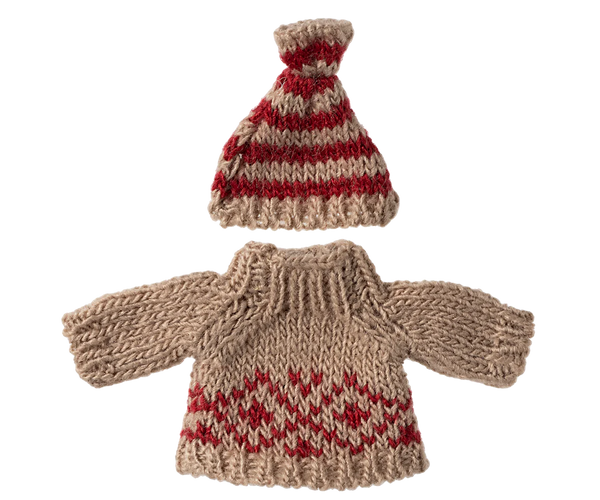 Knitted sweater and hat, Mum mouse - Linzis