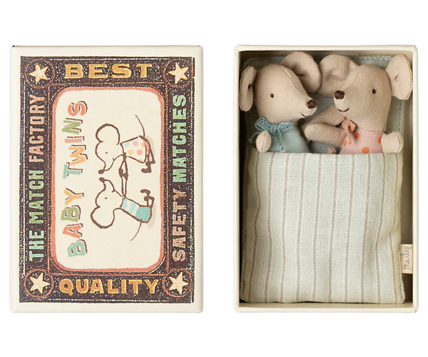 Twins, Baby Mice in Matchbox- New - Linzis