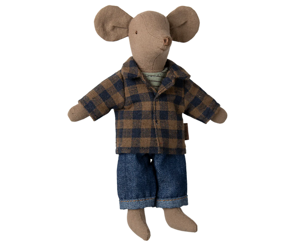 Brown checked shirt and pants, Dad mouse - Linzis
