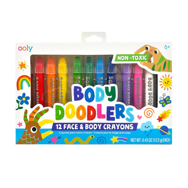 Body Doodlers Face & Body Crayons - Set of 12 Colors - Linzis