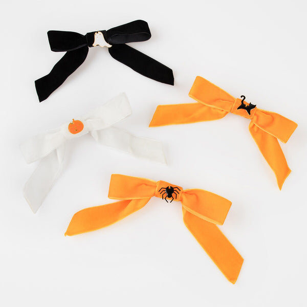 Velvet Bow Hair Clips (x 4) - Linzis