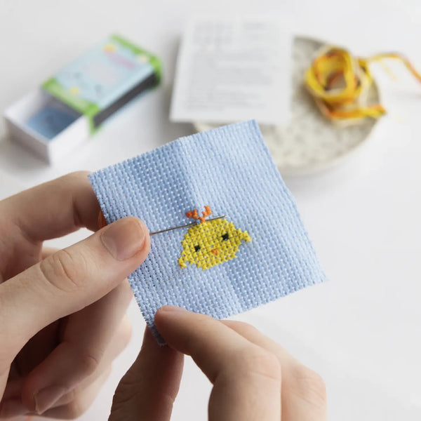 Kawaii Chick Mini Cross Stitch Kit in A Matchbox - Linzis