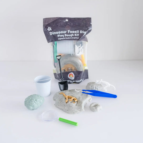 Dinosaur Fossil Dig (Cookies & Cream) Sensory Play Dough Kit - Linzis