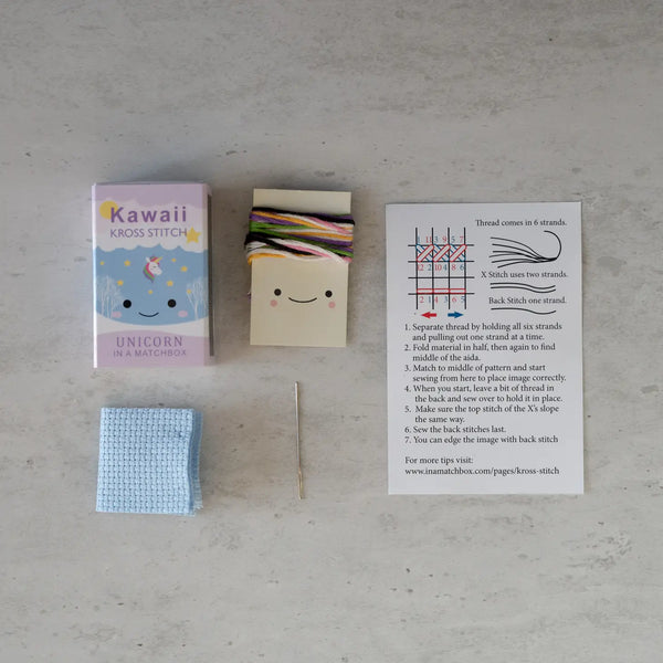 Kawaii Unicorn Mini Cross Stitch Kit - Linzis