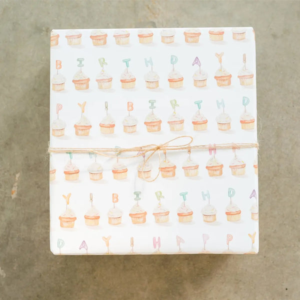 Cupcake Happy Birthday Gift Wrap Sheet