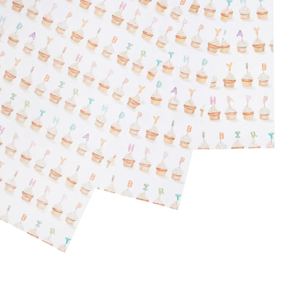 Cupcake Happy Birthday Gift Wrap Sheet