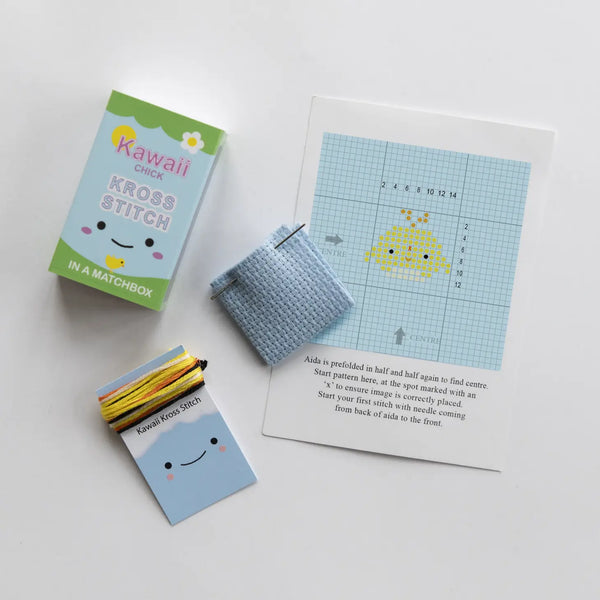 Kawaii Chick Mini Cross Stitch Kit in A Matchbox - Linzis