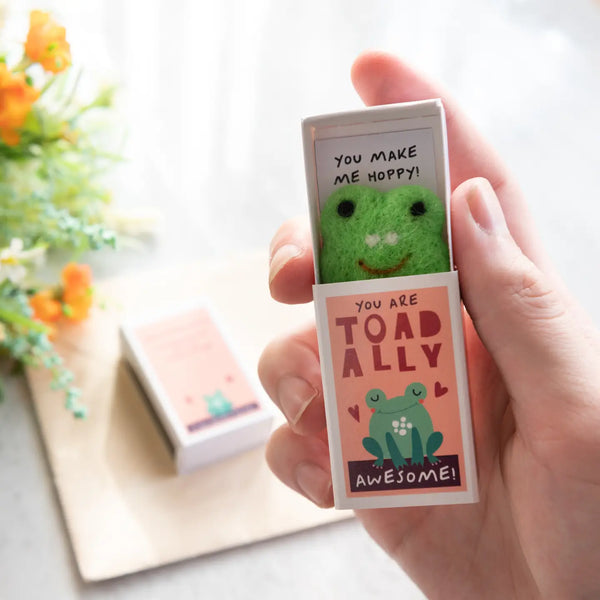 Toadally Awesome Wool Felt Frog in A Matchbox - Linzis