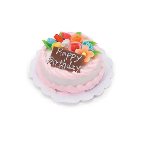 Dollhouse Miniature "Happy Birthday" Cake - 3/4" X 1" - Linzis