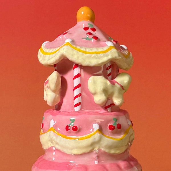 Pink Carousel Cake Hand Painted Trinket Box