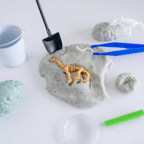 Dinosaur Fossil Dig (Cookies & Cream) Sensory Play Dough Kit - Linzis