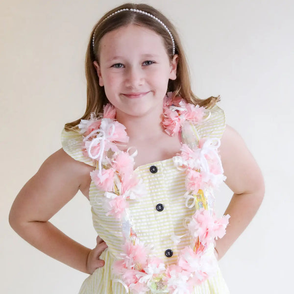 Kids Celebration Party Novelty Surprise Lei (Pink & Cream) - Linzis