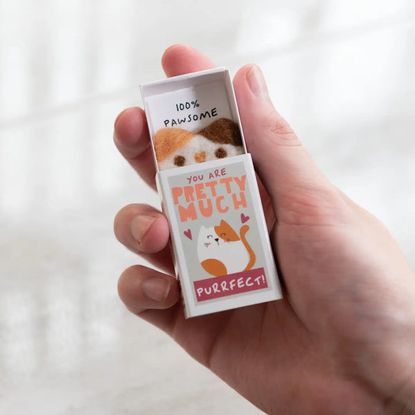 You're Purrfect Wool Felt Cat in A Matchbox - Linzis