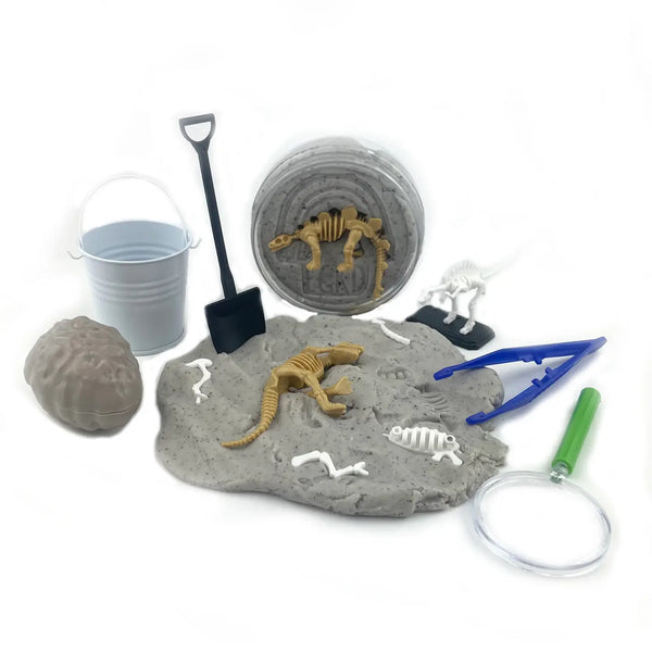 Dinosaur Fossil Dig (Cookies & Cream) Sensory Play Dough Kit - Linzis