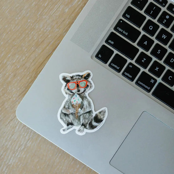 Raccoon with Ice Cream Sticker
