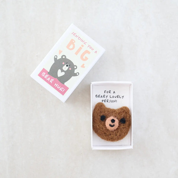 Big Bear Hug Wool Felt Bear in A Matchbox - Linzis