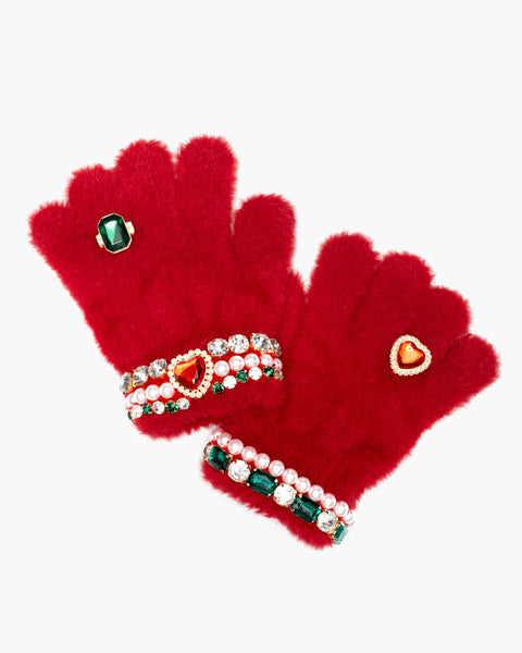 Christmas Cheer Jeweled Gloves - Linzis