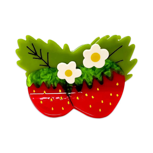 Large Strawberries and Flowers Hair Claw Clip - Linzis