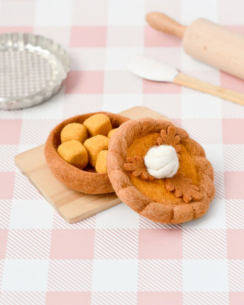 Felt Pumpkin Pie Play Food Set - Linzis