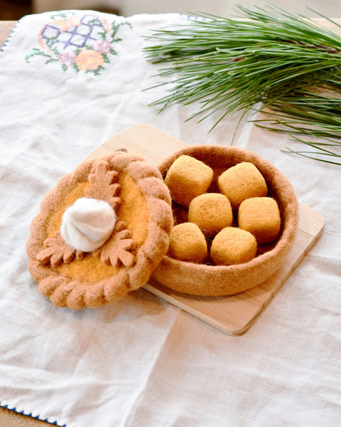Felt Pumpkin Pie Play Food Set - Linzis