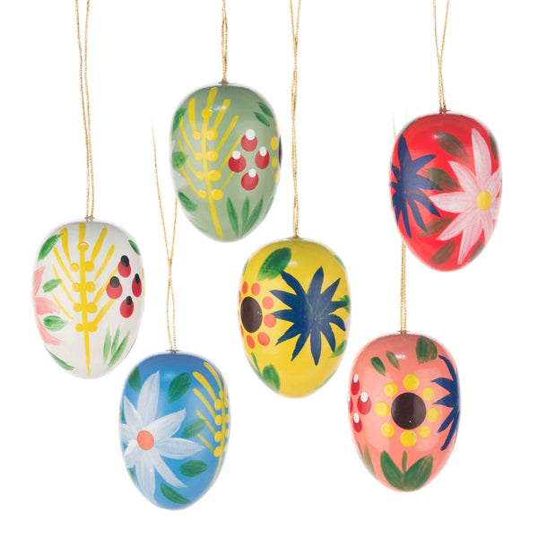 Wooden Ornament Easter Eggs Primary - Linzis