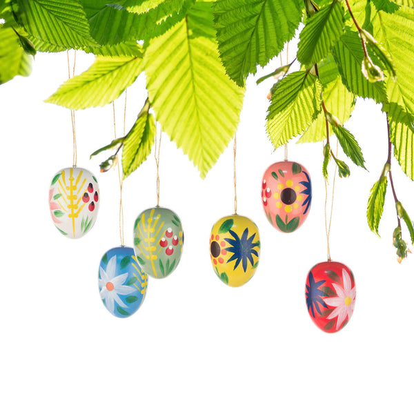 Wooden Ornament Easter Eggs Primary - Linzis