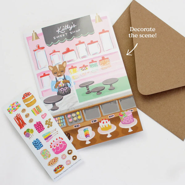 Sticker Scene Card - Sweet Shop - Linzis