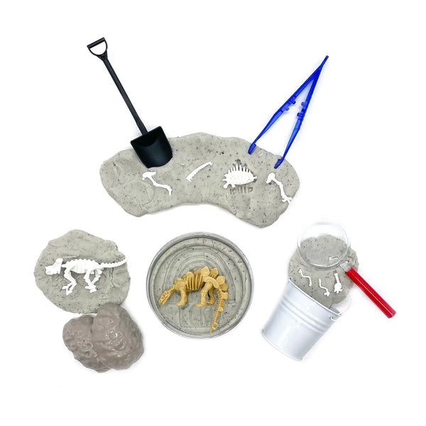Dinosaur Fossil Dig (Cookies & Cream) Sensory Play Dough Kit - Linzis