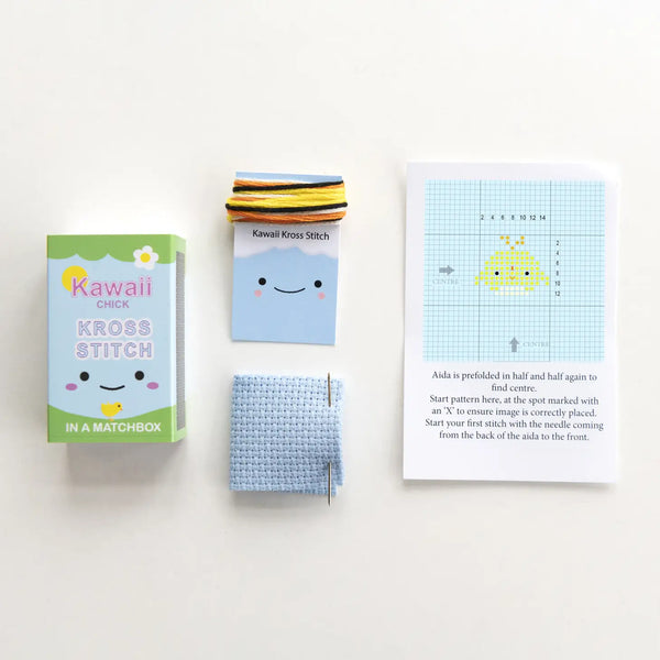 Kawaii Chick Mini Cross Stitch Kit in A Matchbox - Linzis