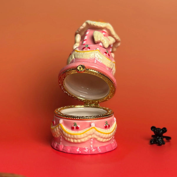 Pink Carousel Cake Hand Painted Trinket Box