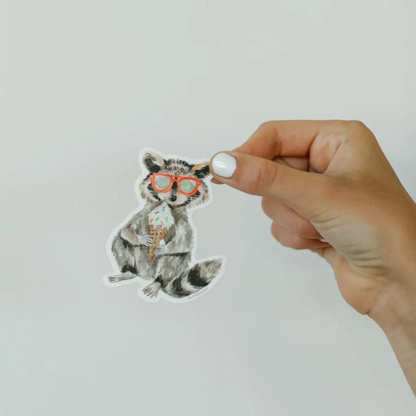 Raccoon with Ice Cream Sticker